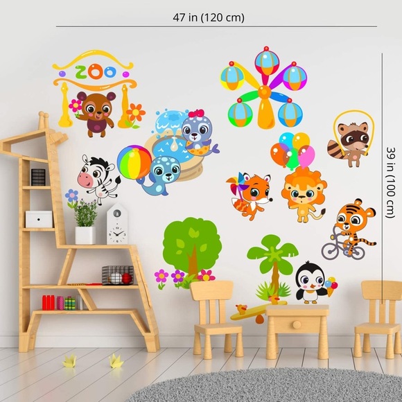 Splashka Happy Zoo Animals Kids Wall Decals - Picture 2 of 8